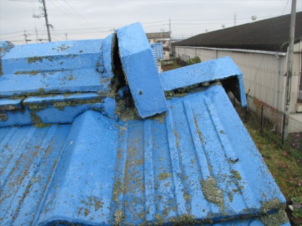 岡山市南区で屋根工事　雨漏り修理　鬼瓦ズレ